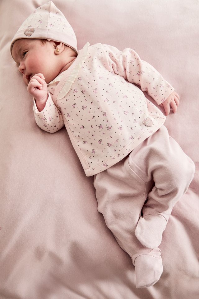 YATSI BABY Βρεφικό Βαμβακερό Σετ Ρούχων Interlock Lilac Garden With Flowers