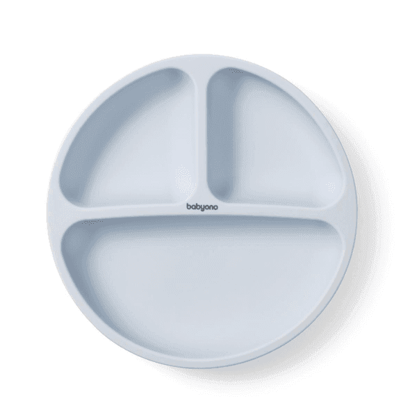 BABYONO Πιάτο Σιλικόνης Με Χωρίσματα Και Βεντούζα Blue (6+μηνών)
