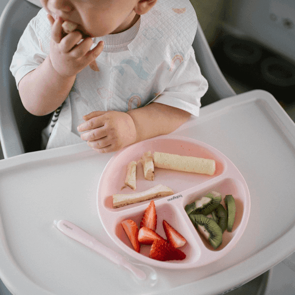 BABYONO Πιάτο Σιλικόνης Με Χωρίσματα Και Βεντούζα Pink (6+μηνών)