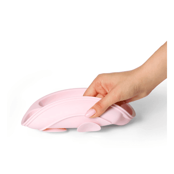 BABYONO Πιάτο Σιλικόνης Με Χωρίσματα Και Βεντούζα Pink (6+μηνών)