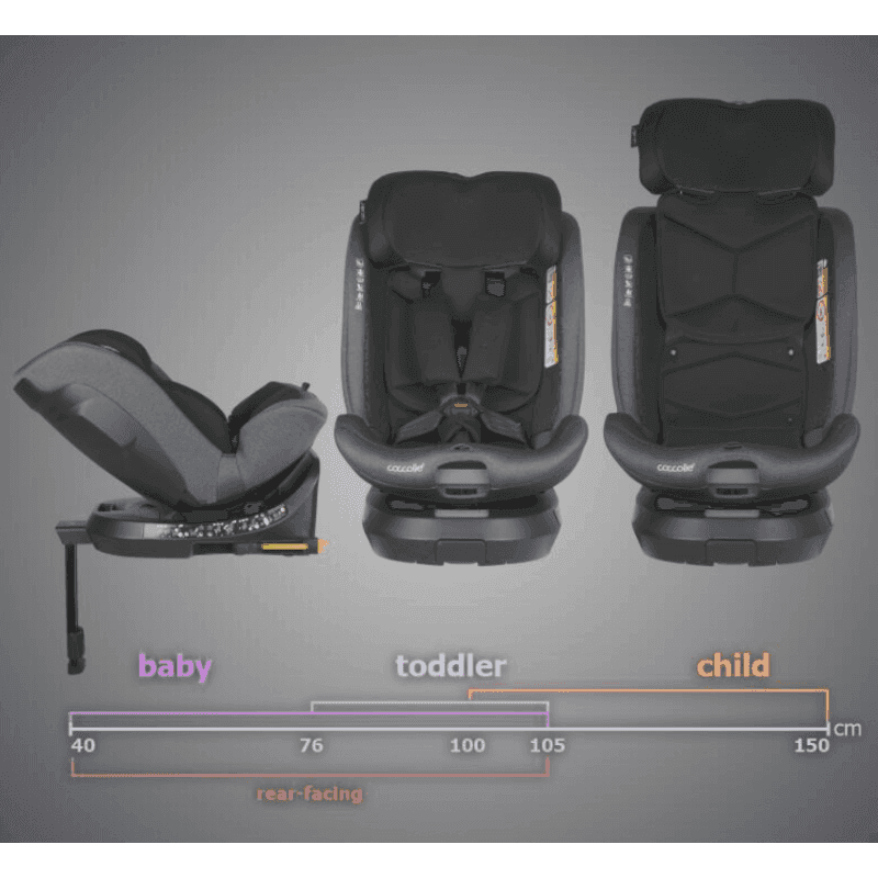 COCCOLLE Κάθισμα Αυτοκινήτου Isofix i-Size Ario 360° Anthracite (40-150cm)