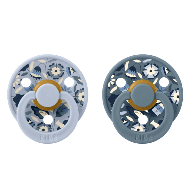 BIBS x LIBERTY Σετ Στρογγυλές Πιπίλες Latex Colour Bobo Dusty Blue Mix (0-6 μηνών)
