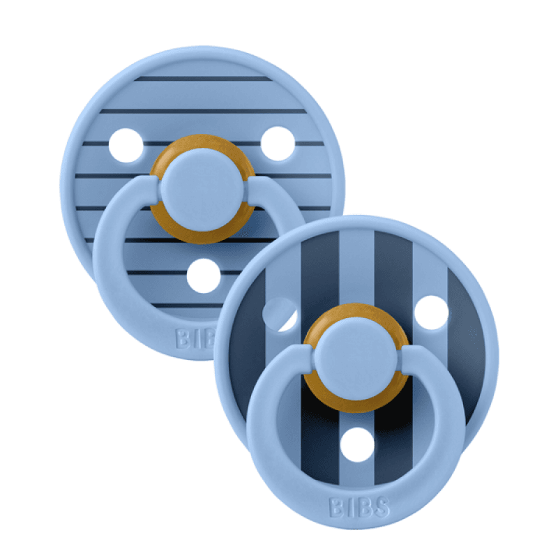 BIBS Σετ Στρογγυλές Πιπίλες Latex Studio Colour Blue Mix (0-6 μηνών)