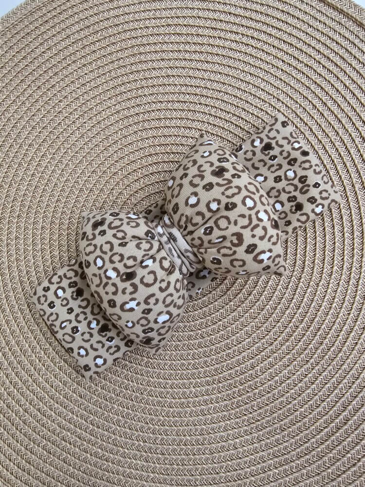 STAMATIS BEBE Βρεφική Κορδέλα Για Μωρά Με Μεγάλο Φιόγκο Animal Print Honey Beige