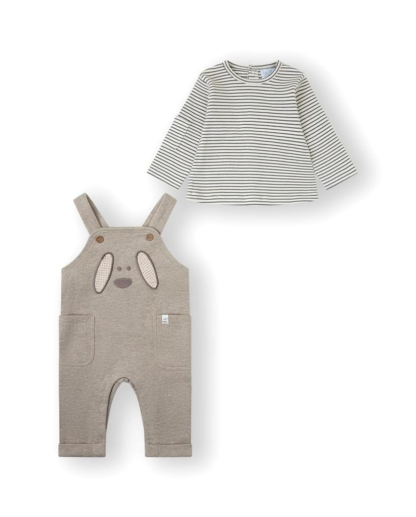 YATSI BABY Βρεφική Χειμερινή Σαλοπέτα Με Μακρυμάνικο Μπλουζάκι Woof Woof