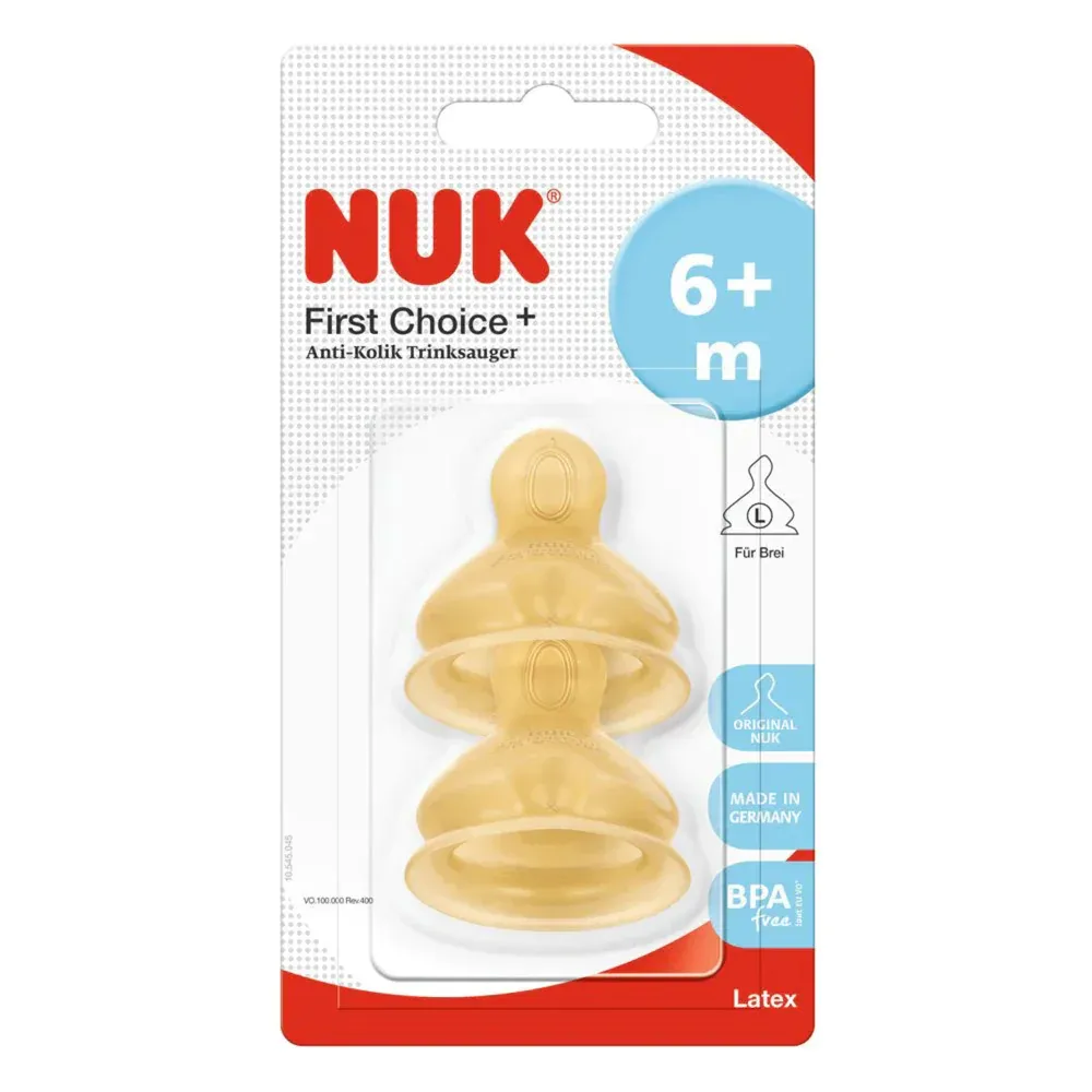 NUK Θηλές Καουτσούκ First Choice Plus Μεγάλη Οπή (6+ μηνών)