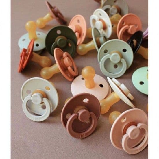 BIBS Σετ Στρογγυλές Πιπίλες Latex Colour Sky Blue/Steel Blue (0-6 μηνών)