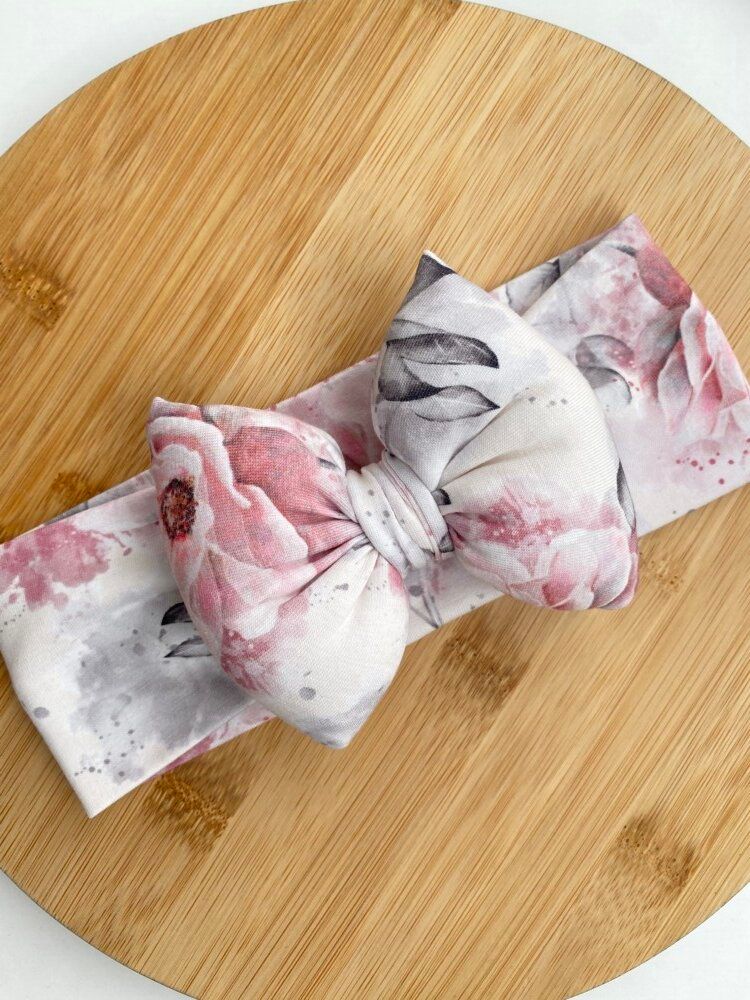 STAMATIS BEBE Βρεφική Κορδέλα Για Μωρά Με Μεγάλο Φιόγκο Λουλούδια Σάπιο Μήλο