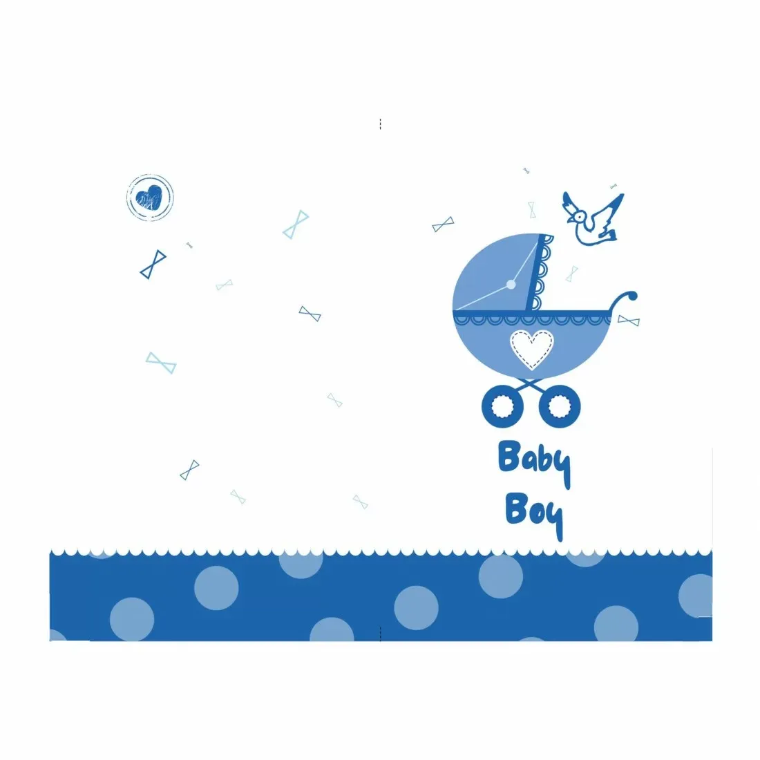 ABO Ευχετήρια Κάρτα Με Φάκελο 'Baby Boy'' Μπλε Καροτσάκι