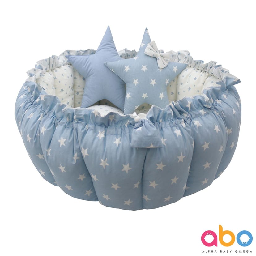 ABO Βρεφική Φωλιά Ύπνου-Χαλάκι Δραστηριοτήτων Blue Stars