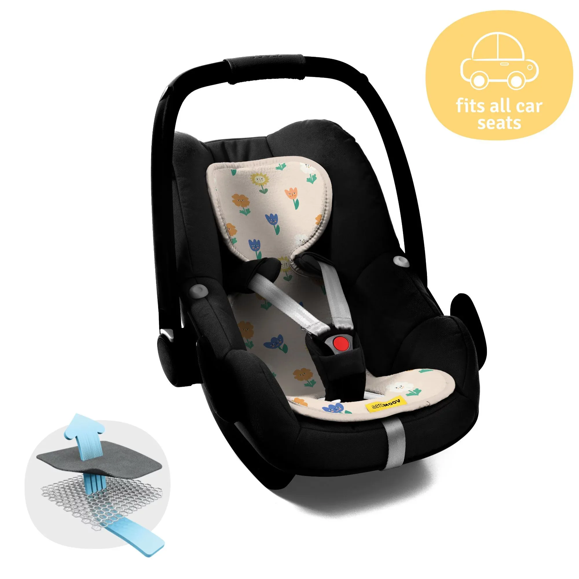 AEROMOOV Αντιιδρωτικό Κάλυμμα Καθίσματος Αυτο/του Group 0+ (0-13kg) Flowers