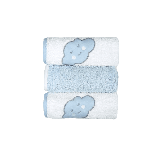 BABY STAR Σετ Πανάκια Ώμου Πετσετέ Σύννεφο Σιέλ (3 Τεμάχια)
