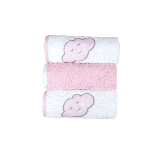 BABY STAR Σετ Πανάκια Ώμου Πετσετέ Σύννεφο Ροζ (3 Τεμάχια)