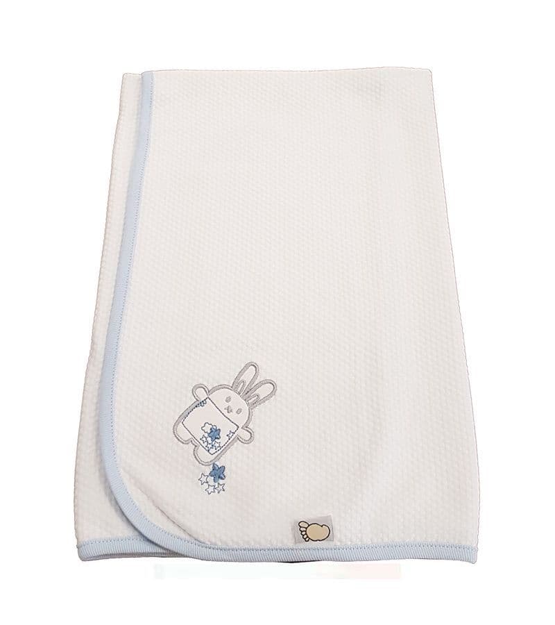 FIGLIO BINO Πάνα Αγκαλιάς Πικέ Με Κέντημα Blue