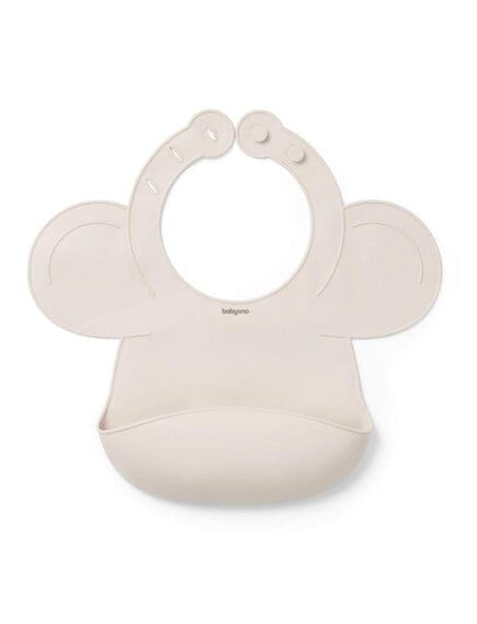 BABYONO Βρεφική Σαλιάρα Σιλικόνης Με Τσέπη Pastel Beige (6+ μηνών)