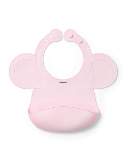 BABYONO Βρεφική Σαλιάρα Σιλικόνης Με Τσέπη Baby Pink (6+ μηνών)