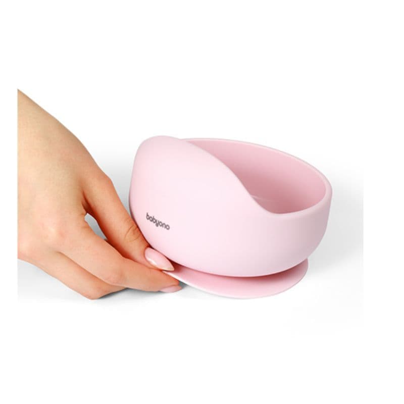 BABYONO Μπωλ Φαγητού Σιλικόνης Για Μωρά Με Βεντούζα Baby Pink (6+ μηνών)