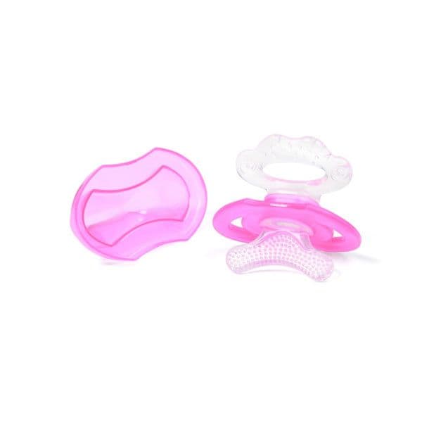 BABYONO Μασητικό Σιλικόνης Μασελάκι Για Μωρά Pink (3+ μηνών)