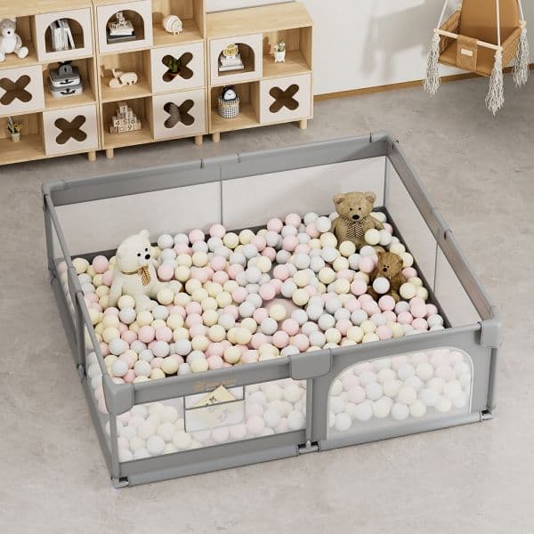 BEBE STARS Μεγάλο Πάρκο Για Μωρά Ορθογώνιο Playzen Grey 180×200cm