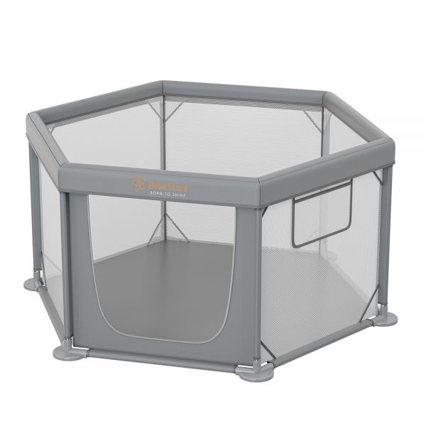 BEBE STARS Εξάγωνο Πάρκο Για Μωρά Nestile Grey 135×135cm