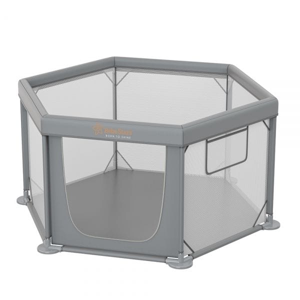 BEBE STARS Εξάγωνο Πάρκο Για Μωρά Nestile Grey 135×135cm