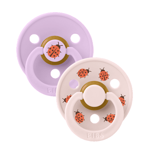BIBS Σετ Στρογγυλές Πιπίλες Latex Studio Colour Ladybug Violet Sky Mix (0-6 μηνών)
