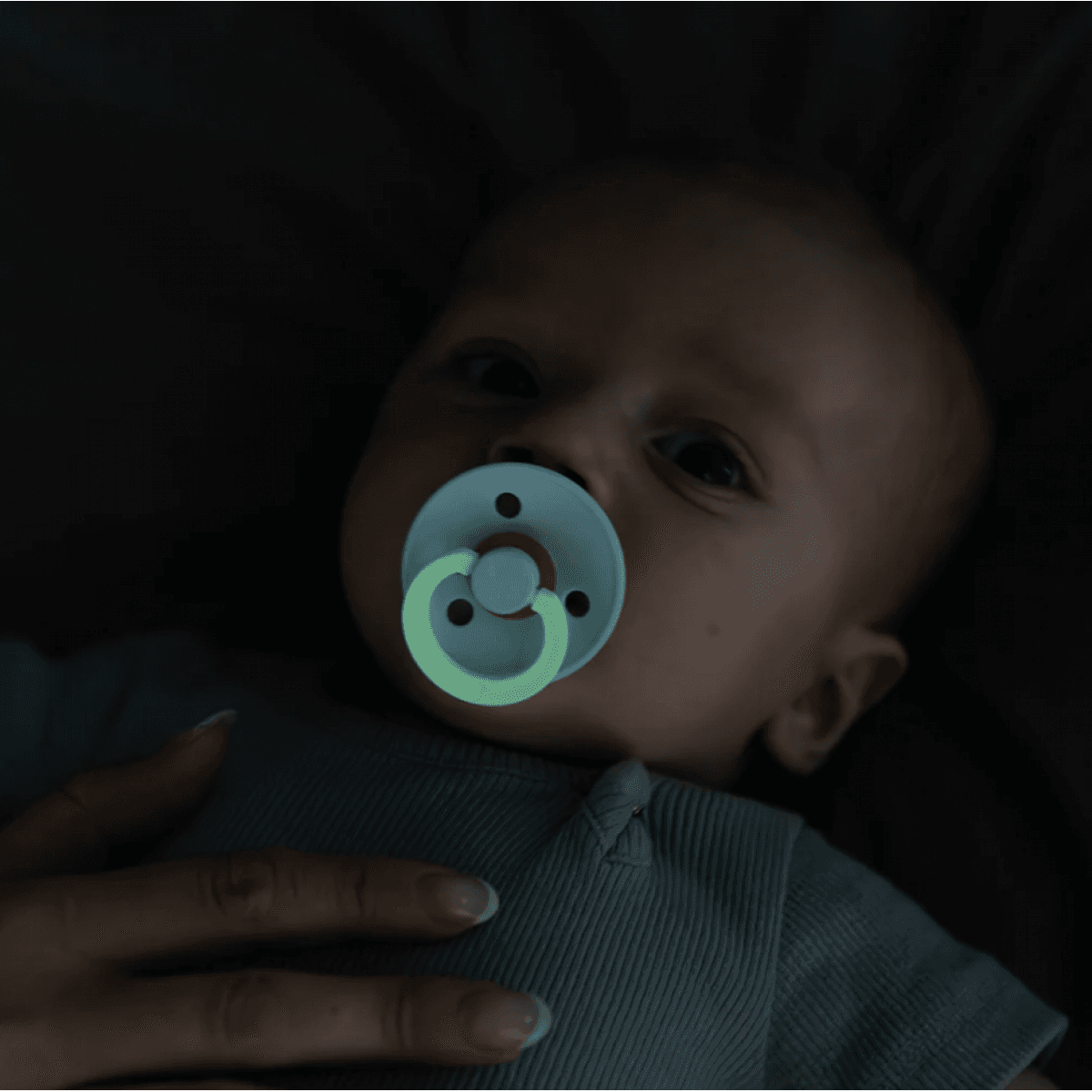 BIBS Σετ Στρογγυλές Πιπίλες Latex Colour Petrol/Deep Space Glow (0-6 μηνών)