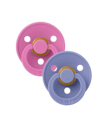 BIBS Σετ Στρογγυλές Πιπίλες Latex Colour Bubblegum/Peri (6-18 μηνών)