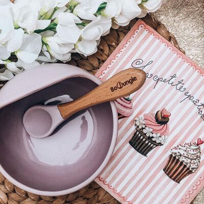 BO JUNGLE Μπωλ Φαγητού Σιλικόνης Mε Βεντούζα & Κουταλάκι Pink (4+ μηνών)