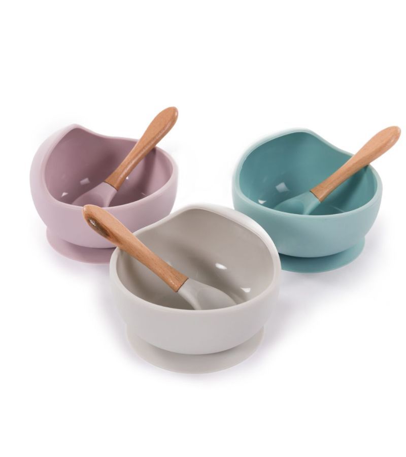 BO JUNGLE Μπωλ Φαγητού Σιλικόνης Mε Βεντούζα & Κουταλάκι Blue (4+ μηνών)