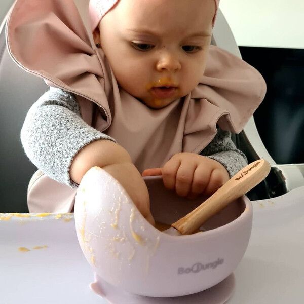 BO JUNGLE Μπωλ Φαγητού Σιλικόνης Mε Βεντούζα & Κουταλάκι Blue (4+ μηνών)