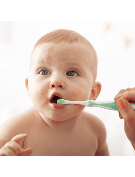 BRUSH BABY Βρεφική Οδοντόβουρτσα & Μασητικό Μασελάκι Σιλικόνης (0-18 μηνών)