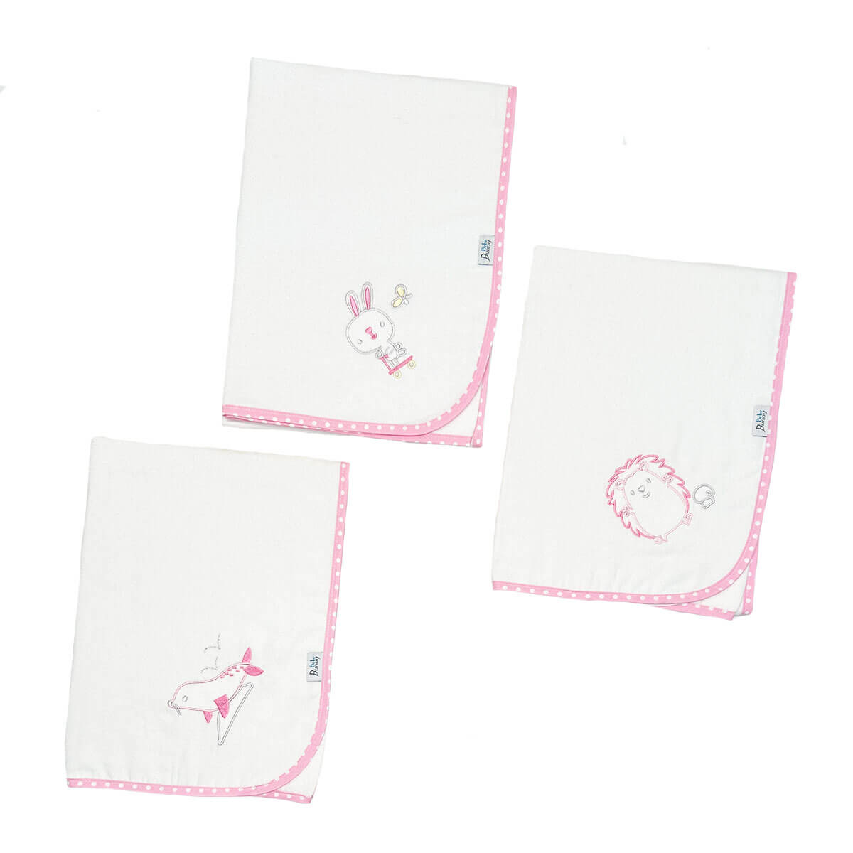 BUNNY BEBE Πάνα Αγκαλιάς Φανέλα Με Κέντημα Ροζ