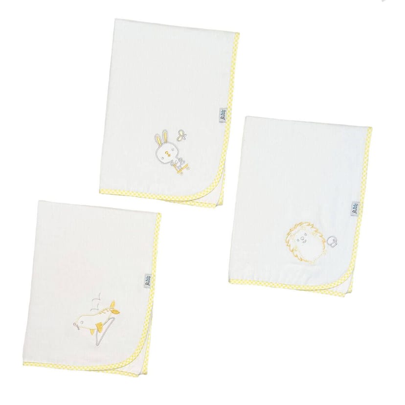 BUNNY BEBE Πάνα Αγκαλιάς Φανέλα Με Κέντημα Yellow