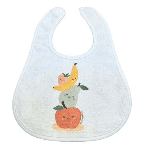 BUNNY BEBE Πλαστικοποιημένη Μακρόστενη Σαλιάρα Πετσετέ Με Velcro Fruits (4+ μηνών)
