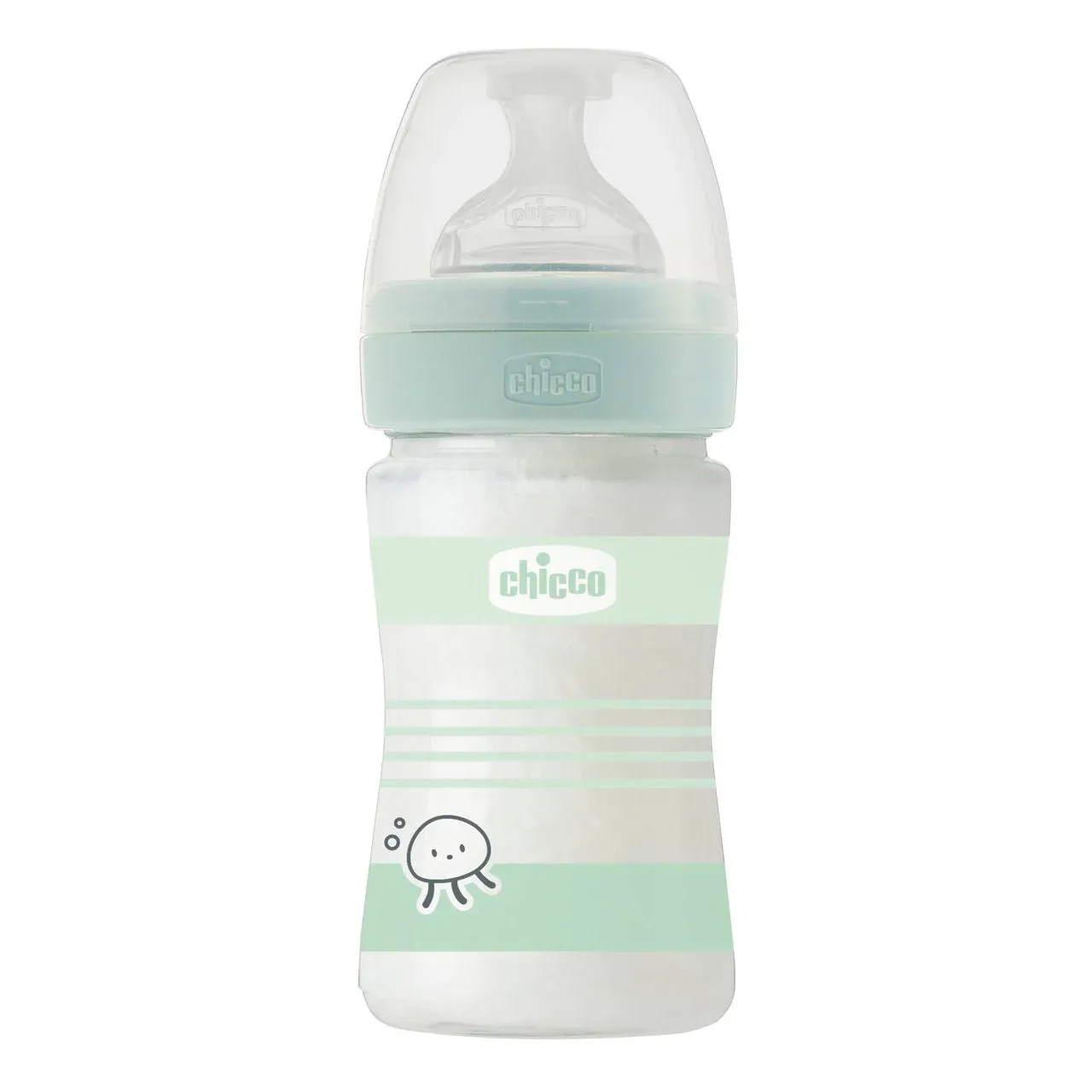 CHICCO Γυάλινο Μπιμπερό Well Being Mint Stripes 150ml (0+ μηνών)