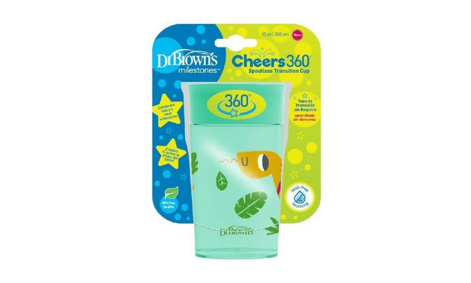 DR. BROWN'S Εκπαιδευτικό Ποτηράκι 360° Green 300ml (9+ μηνών)