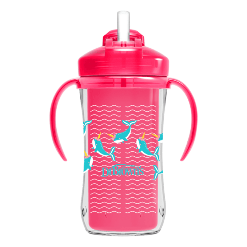 DR. BROWN'S Παιδικός Θερμός Με Καλαμάκι Pink 300ml (12+μηνών)