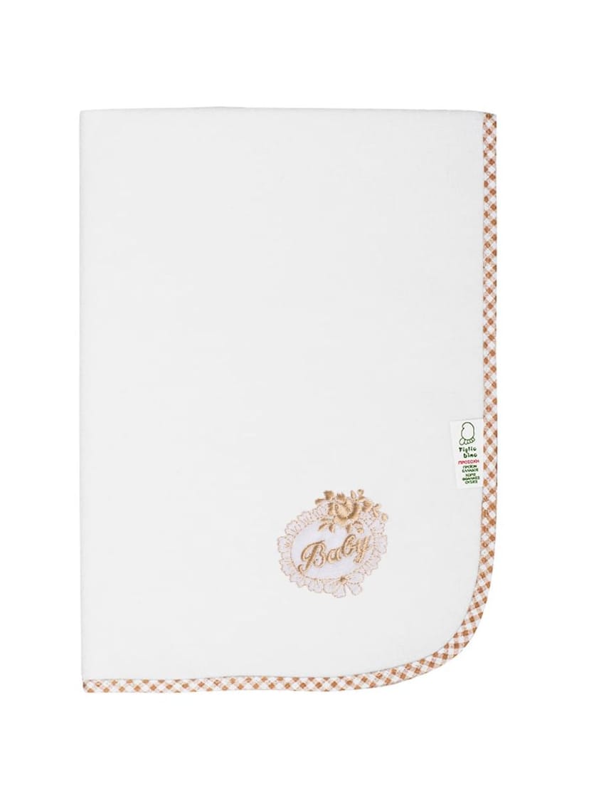 FIGLIO BINO Αδιάβροχο Σελτεδάκι Μωρού Με Κέντημα 60x90cm Beige