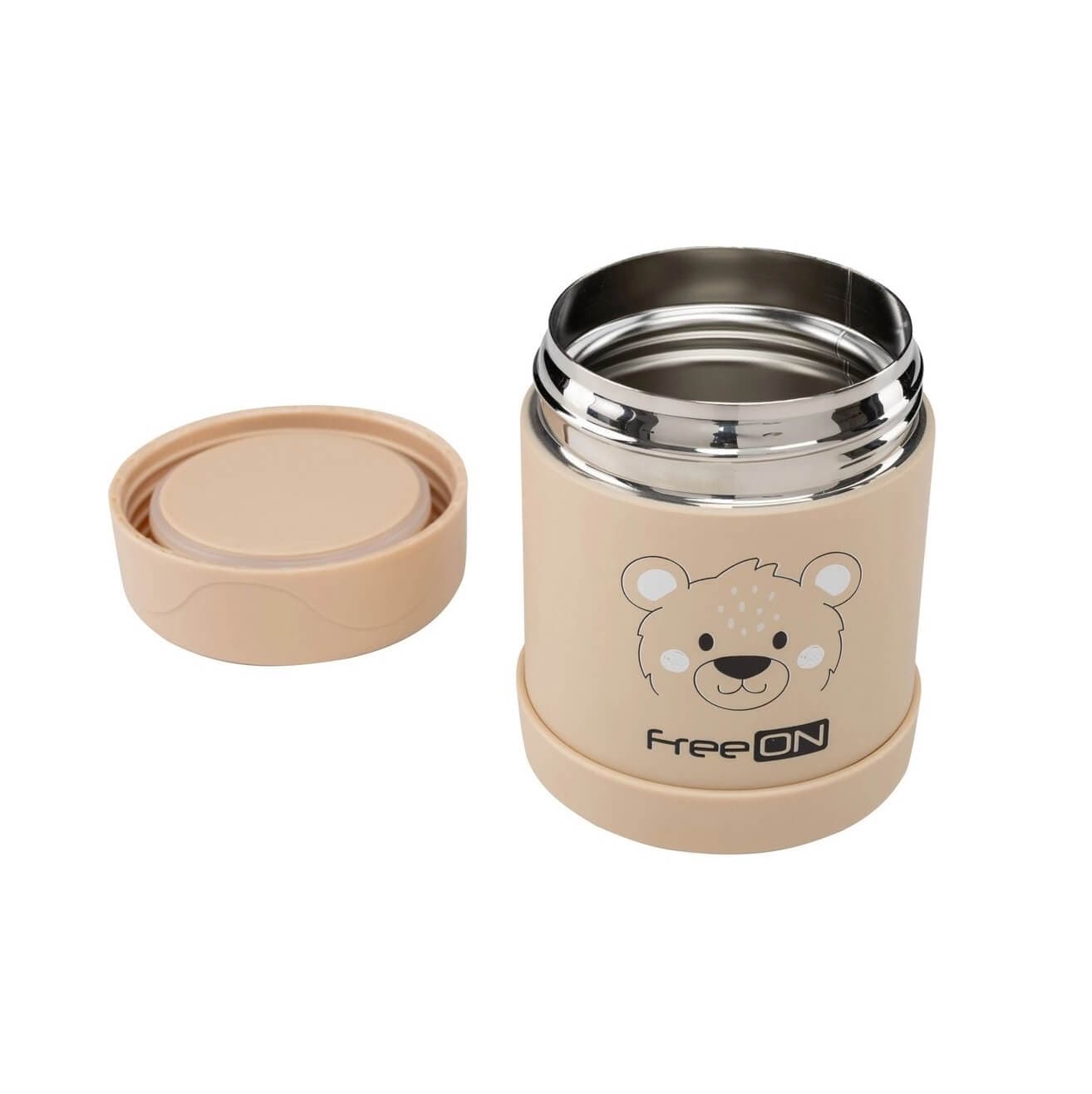 FREE ON Ανοξείδωτος Θερμός Φαγητού 350ml Bear Beige