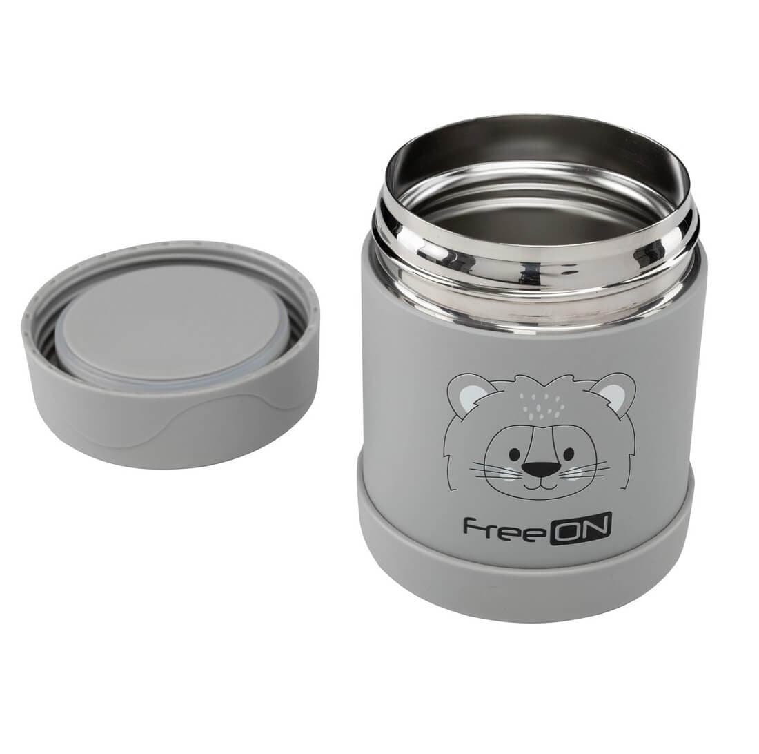 FREE ON Ανοξείδωτος Θερμός Φαγητού 350ml Lion Grey