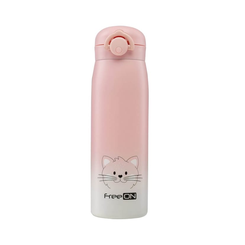 FREE ON Ανοξείδωτος Θερμός Υγρών Kitty Pink 480ml