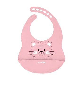 FREE ON Βρεφική Σαλιάρα Σιλικόνης Με Τσέπη Kitty Pink (6+ μηνών)