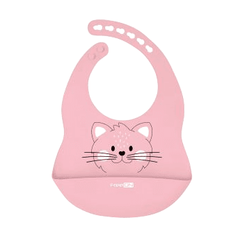 FREE ON Βρεφική Σαλιάρα Σιλικόνης Με Τσέπη Kitty Pink (6+ μηνών)