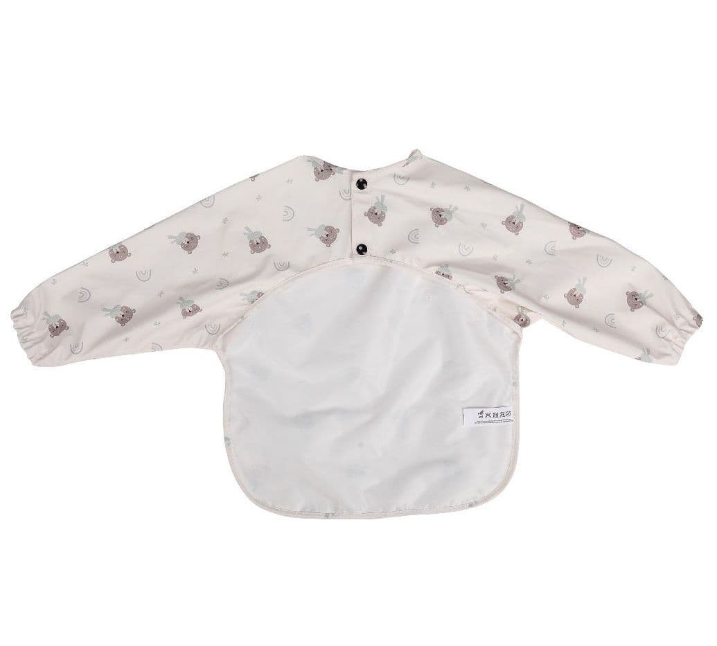 FREE ON Μακρυμάνικη Αδιάβροχη Σαλιάρα Με Τσέπη & Κουμπάκια Bear Beige (6+ μηνών)