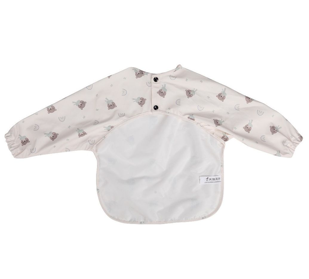 FREE ON Μακρυμάνικη Αδιάβροχη Σαλιάρα Με Τσέπη & Κουμπάκια Bear Beige (6+ μηνών)