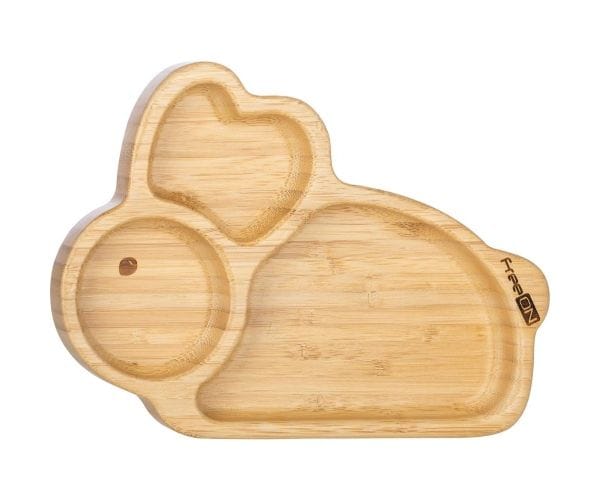 FREE ON Παιδικό Πιάτο Bamboo Με Χωρίσματα & Βεντούζα Bunny (6+ μηνών)