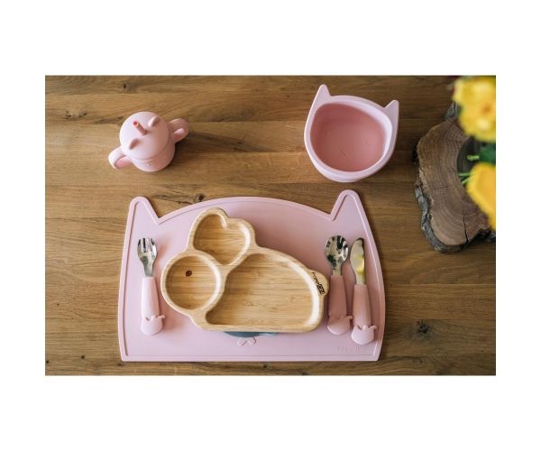 FREE ON Παιδικό Πιάτο Bamboo Με Χωρίσματα & Βεντούζα Bunny (6+ μηνών)