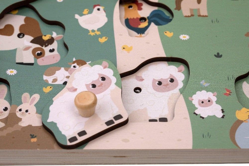 FREE ON Εκπαιδευτικό Παιχνίδι Ξύλινο Παζλ Με Ζωάκια & Ήχους Farm (12+ μηνών)