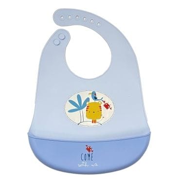 GAMBERRITOS Βρεφική Σαλιάρα Σιλικόνης Με Τσέπη Little Tiger Blue (4+ μηνών)